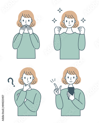 シンプルな女性のイラストセット