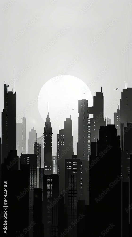 Silhouette of urban environments on a clean, modern backdrop. Silhouette of urban environments on a clean, modern backdrop.