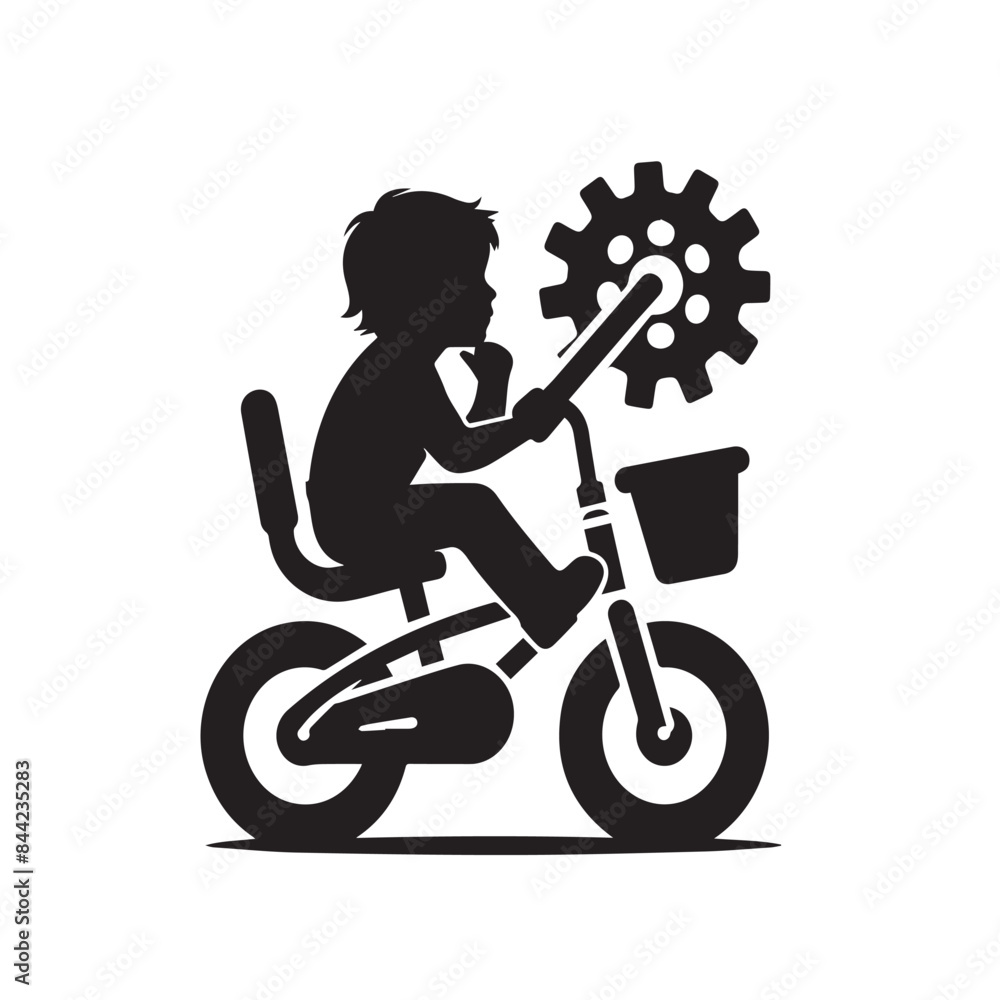 Fototapeta premium cycle childern silhouette ,