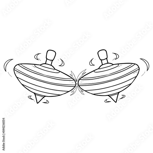 battle spinning top illustration hand drawn outline vector