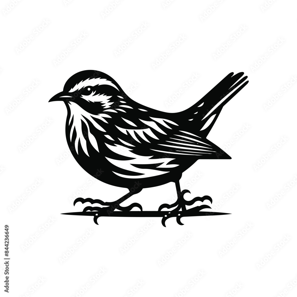 Fototapeta premium Lark Animal black silhouette vector with white color background