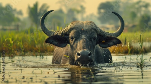 Water buffalo in agriculture photo
