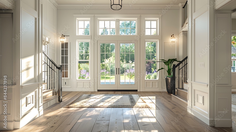 Elegant and spacious home interior with ample sunlight and luxurious design details. Elegant and spacious home interior with ample sunlight and luxurious design details.