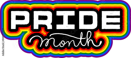 LGBT pride art on white background. template for poster, social network, banner, cards. word PRIDE for poster. LGBTQ love symbol background. Concept design.