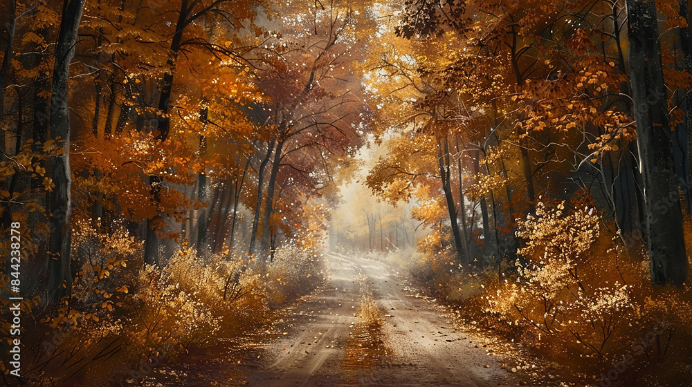 Obraz premium beautiful country road in autumn