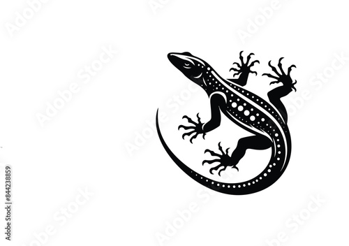 Lizard Animal black silhouette vector with white color background