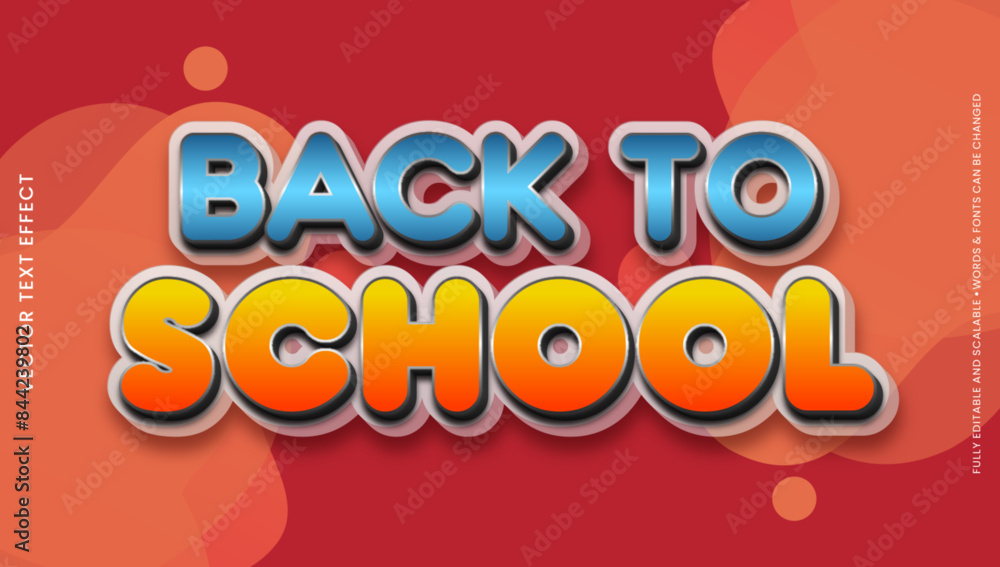 Editable vector 3D text effect back to school Editable vector 3D text effect back to school
