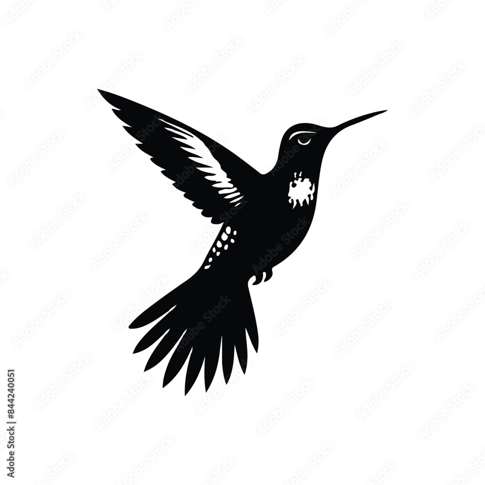 Obraz premium Hummingbird Animal black silhouette vector with white color background