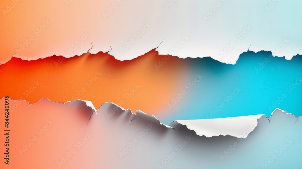 Abstract background with white paper torn in the middle and colored edges Abstract background with white paper torn in the middle and colored edges