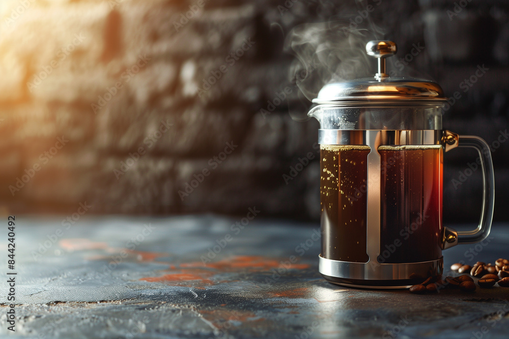 Explore the elegant simplicity of the French press brewing method, capturing the timeless ritual of steeping coffee grounds in hot water. Explore the elegant simplicity of the French press brewing method, capturing the timeless ritual of steeping coffee grounds in hot water.