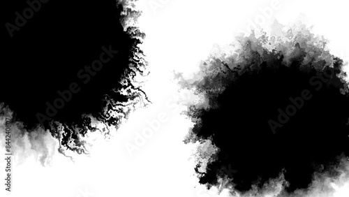 Wallpaper Mural Transitions of black expanding paint stains on white backdrop Grunge Ink spreads and fills the screen. flows and streams. Ink bloom. Beautiful black watercolor ink leak drops transition paint 4K 3D Torontodigital.ca