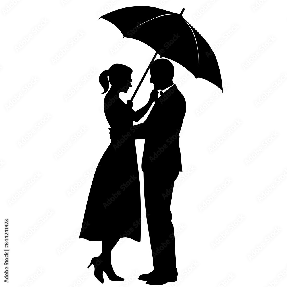 Beautiful couple in black silhouette vector illustration isolated on a white background. Beautiful couple in black silhouette vector illustration isolated on a white background.