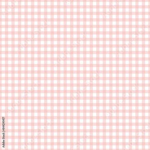 Soft Pink Gingham Checkered Seamless Pattern Background