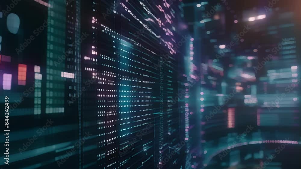 A closeup shows a computer screen displaying a realtime analysis of stock prices powered by an advanced AI program. A closeup shows a computer screen displaying a realtime analysis of stock prices powered by an advanced AI program.