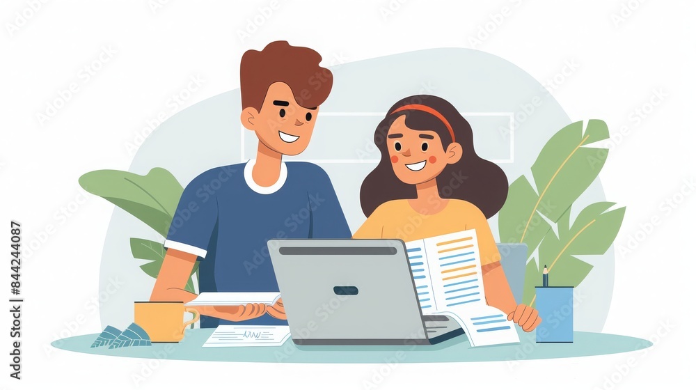 An older couple meeting online with a financial planner from home. An older couple meeting online with a financial planner from home.