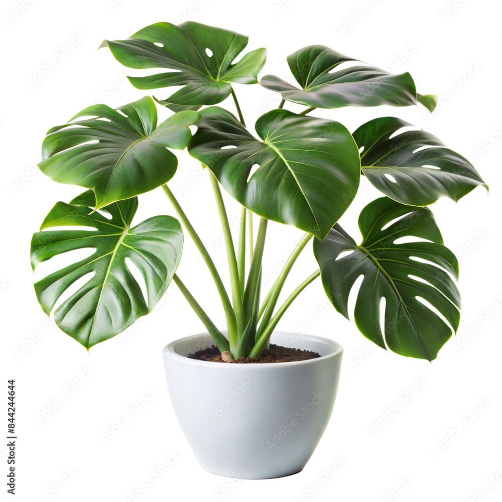 monstera in white pot, isolated on white background monstera in white pot, isolated on white background