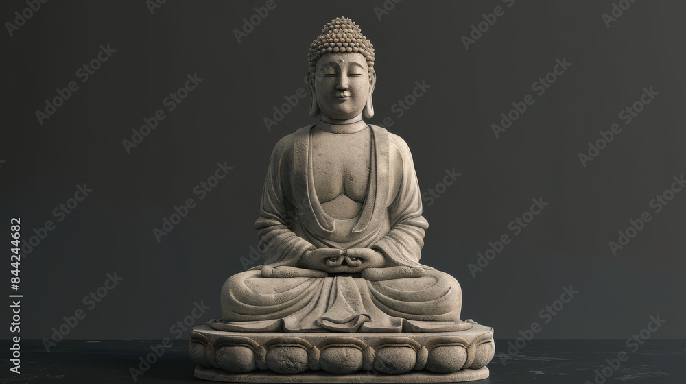 A statue of a Buddha sitting in a lotus position A statue of a Buddha sitting in a lotus position
