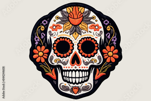 flat skull illustration, mexican skull line art, day of the dead skull, day of the dead celebration skull, mexican tradition.