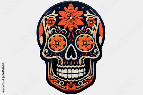 flat skull illustration, mexican skull line art, day of the dead skull, day of the dead celebration skull, mexican tradition.