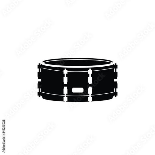 musical instrument logo illustration, snare silhouette suitable for music store and community