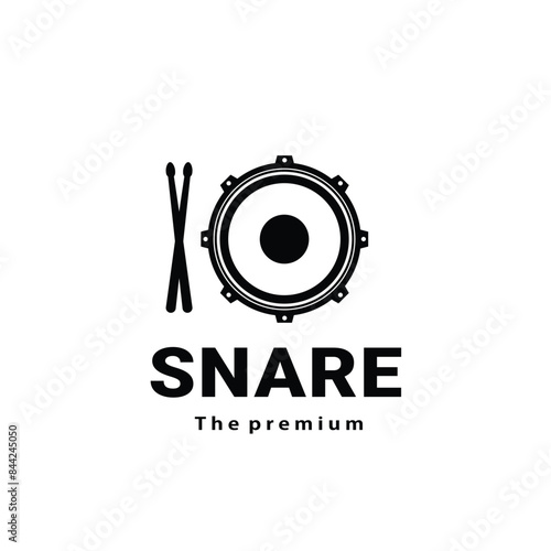 musical instrument logo illustration, snare silhouette suitable for music store and community
