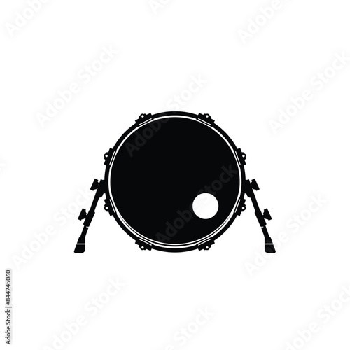 musical instrument logo illustration, kick drum silhouette suitable for music store and community