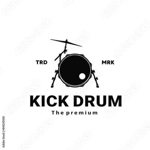 musical instrument logo illustration, kick drum silhouette suitable for music store and community