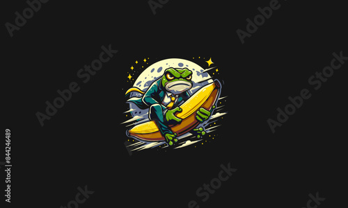 frog angry with banana vector artwork design