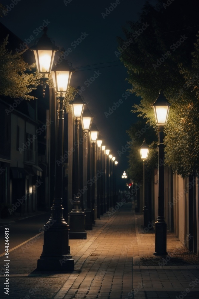 a streetlamp is lit up at night a streetlamp is lit up at night
