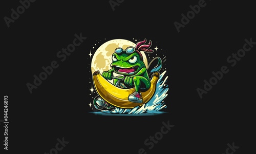 frog angry with banana vector artwork design