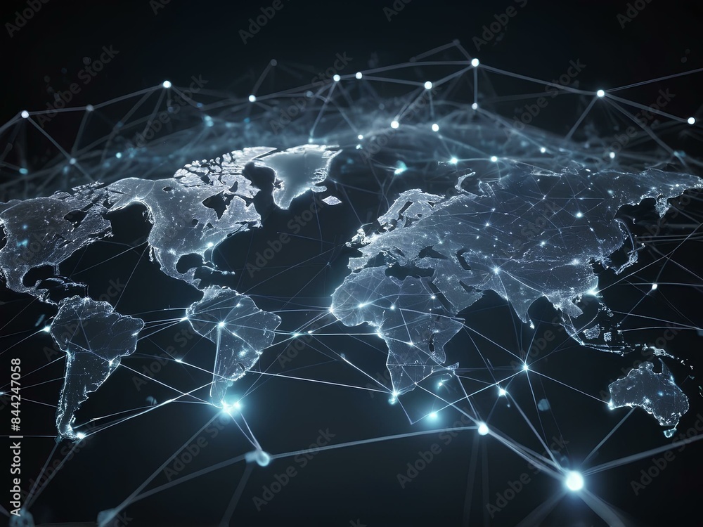 Global network connection on dark background 3d rendering toned image Information technology and Digital data visualization network system Global network connection on dark background 3d rendering toned image Information technology and Digital data visualization network system