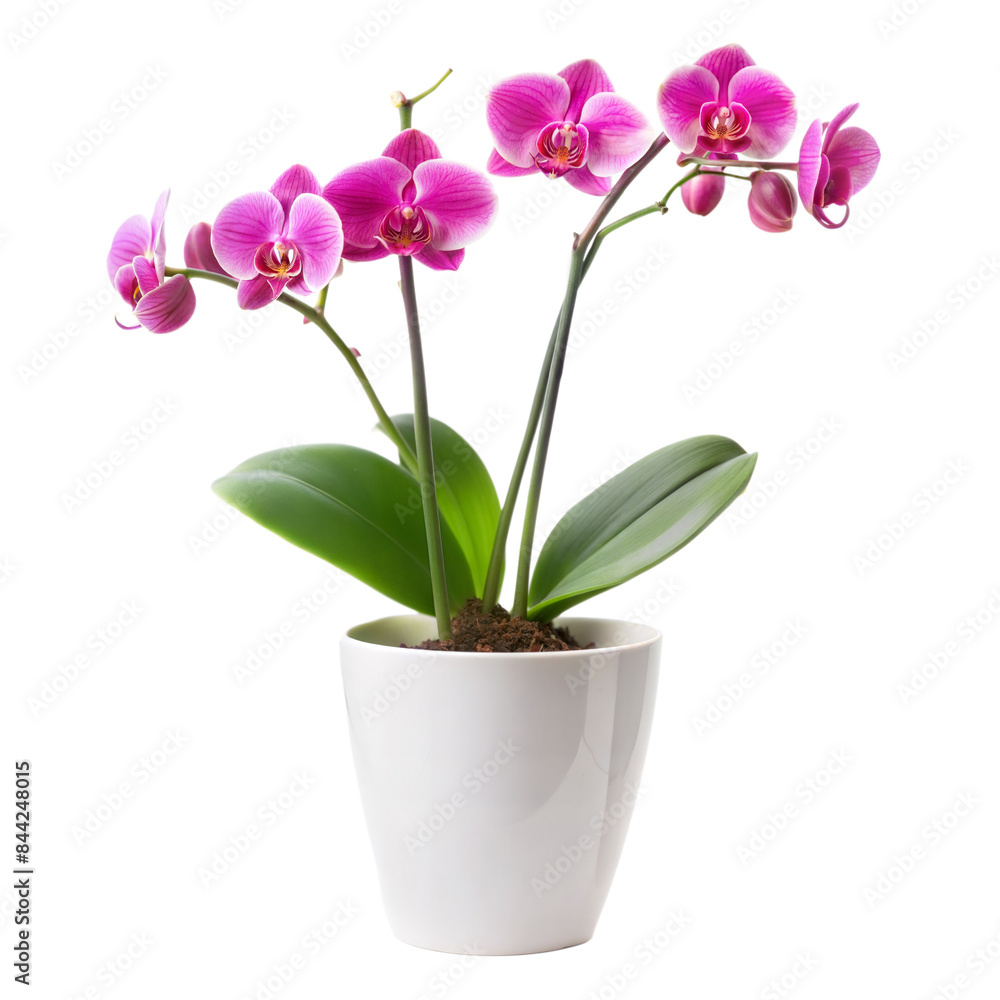 orchid in white pot, isolated on white background orchid in white pot, isolated on white background