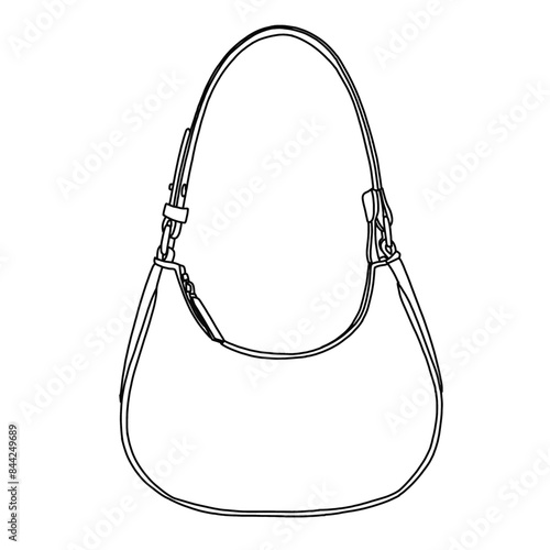 Small Crescent Shoulder Bags Purses for Women Retro Classic Clutch Handbag Cross body Bags Line art, Suitable for your custom women handbags design, outline vector doodle illustration side view