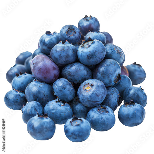 Blueberries fresh  with a dusting of white show off their vibrant blue color. Isolate on transparent background, PNG
