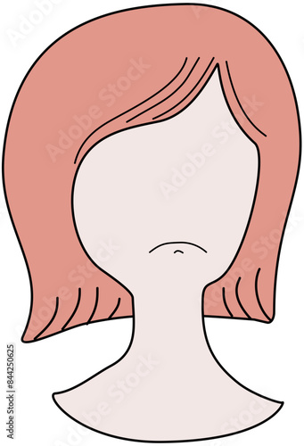 Cartoon woman face sadly