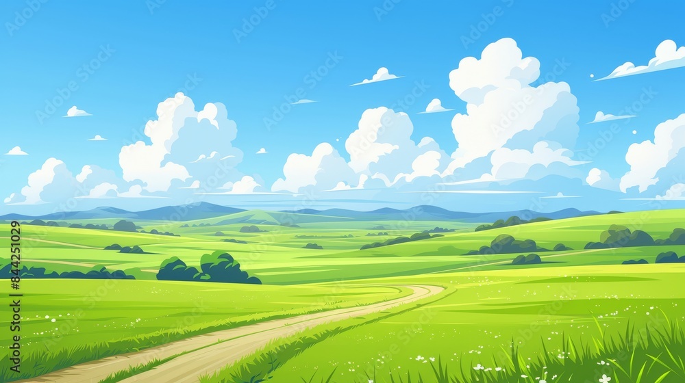 Obraz premium Serene Countryside Landscape with Winding Road