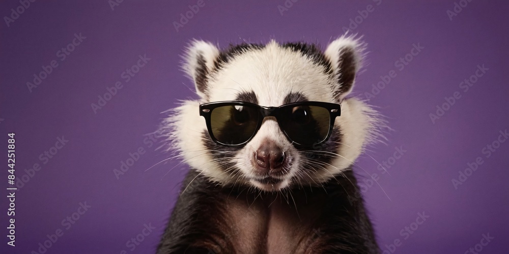 Skunk with Sunglasses on a Solid Background, Featuring Ample Copy Space
Skunk with Sunglasses on a Solid Background, Featuring Ample Copy Space