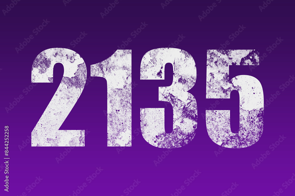 flat white grunge number of 2135 on purple background. flat white grunge number of 2135 on purple background.