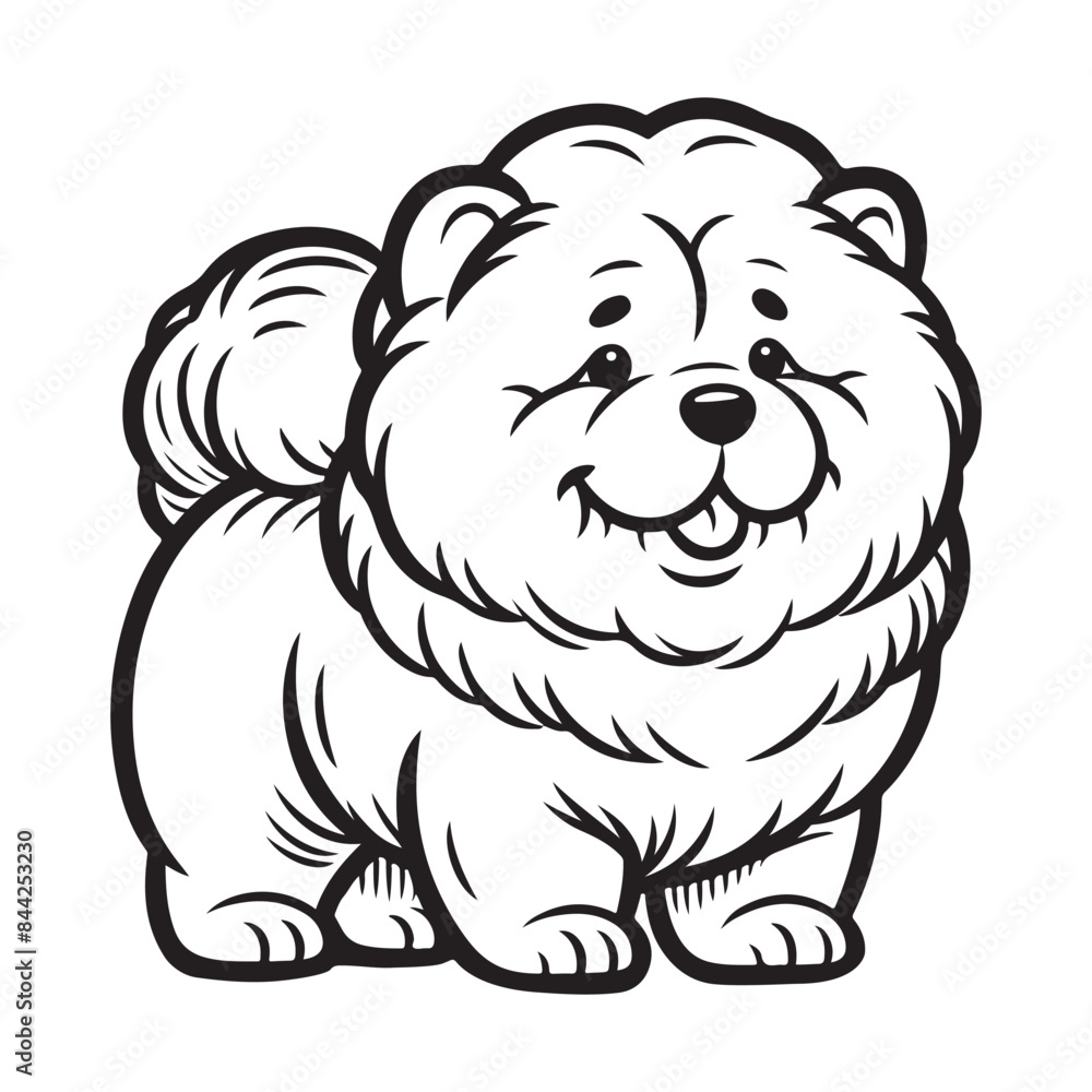 Line art of smiling chow chow dog cartoon vector Line art of smiling chow chow dog cartoon vector