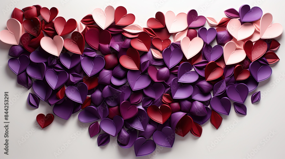 one torn paper love heart purple red colour on white background one torn paper love heart purple red colour on white background