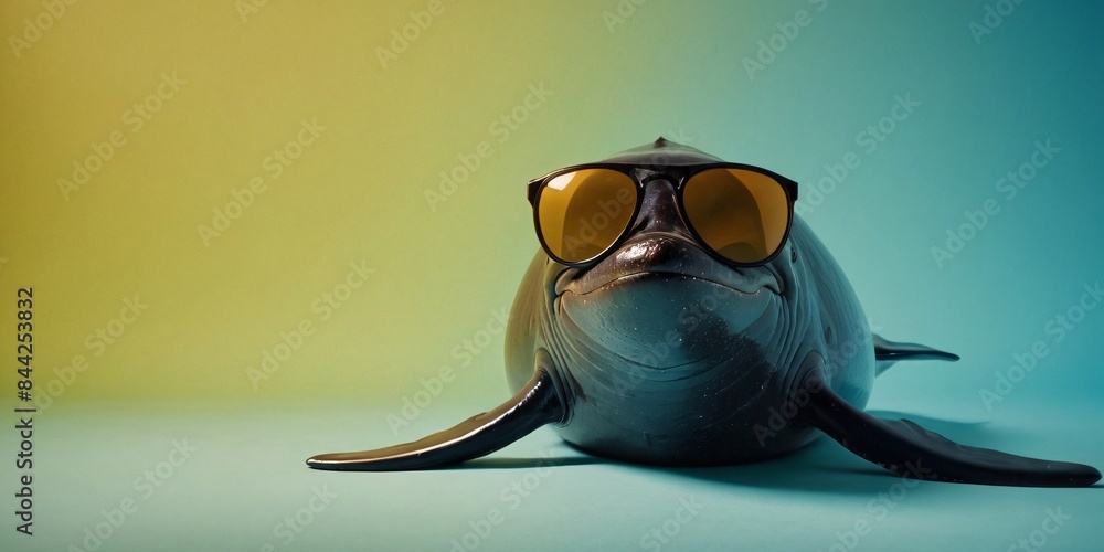 Whale with Sunglasses on a Solid Background, Featuring Ample Copy Space
Whale with Sunglasses on a Solid Background, Featuring Ample Copy Space