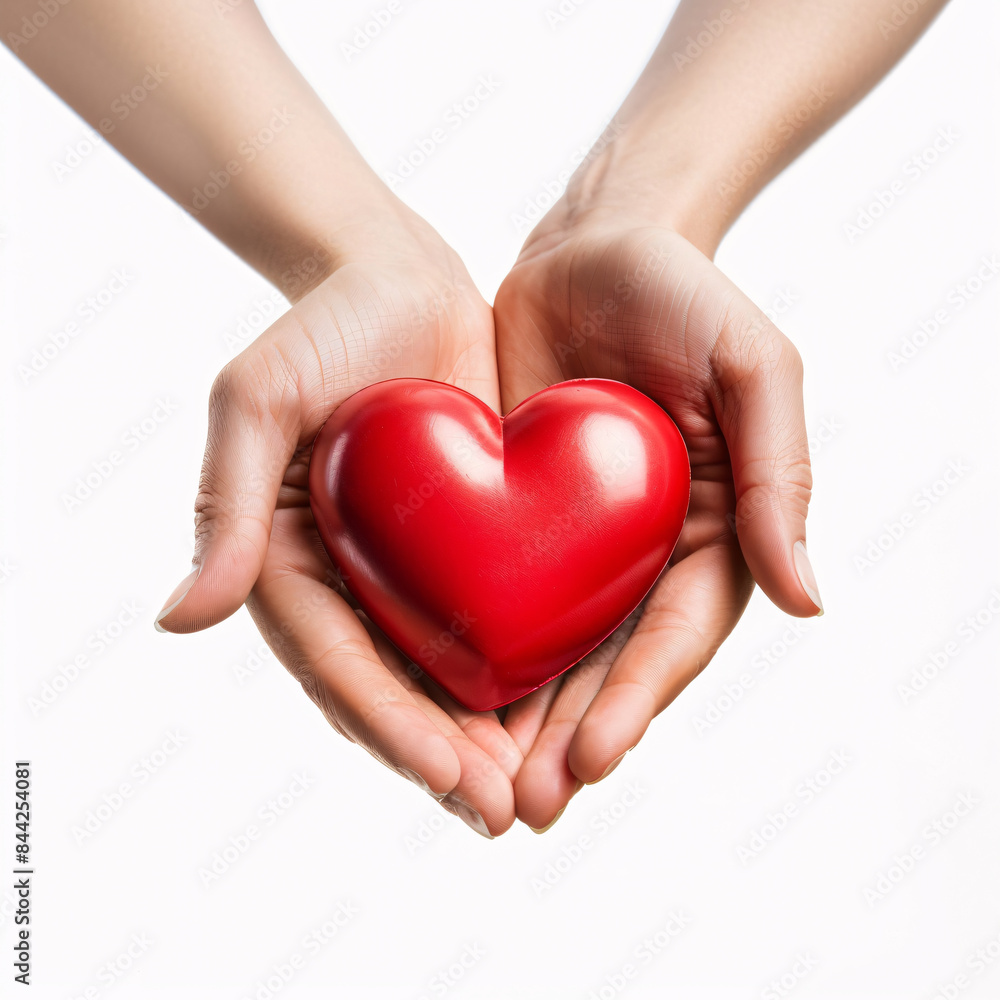 Fototapeta premium hands holding heart on white background