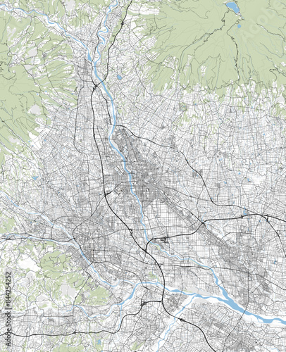 Maebashi, Japan map poster art