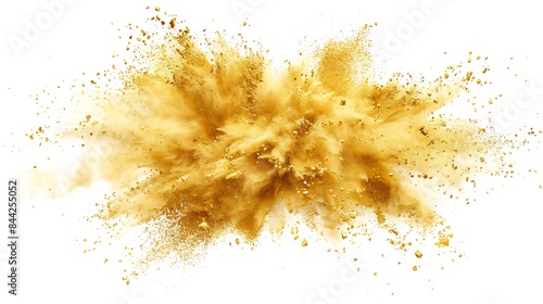 Gold Explosion, Isolated on White Background : Suitable for Be Used as a Background in Any Project (Print, Graphic Design and Web Design)