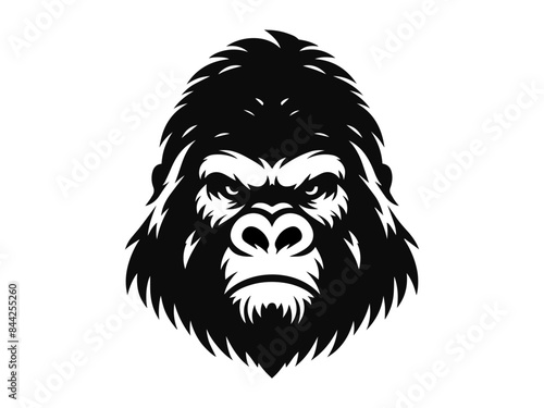 gorilla head logo vector illustration. Gorilla heads black and white vector. Silhouette SVG shapes of gorilla illustration.