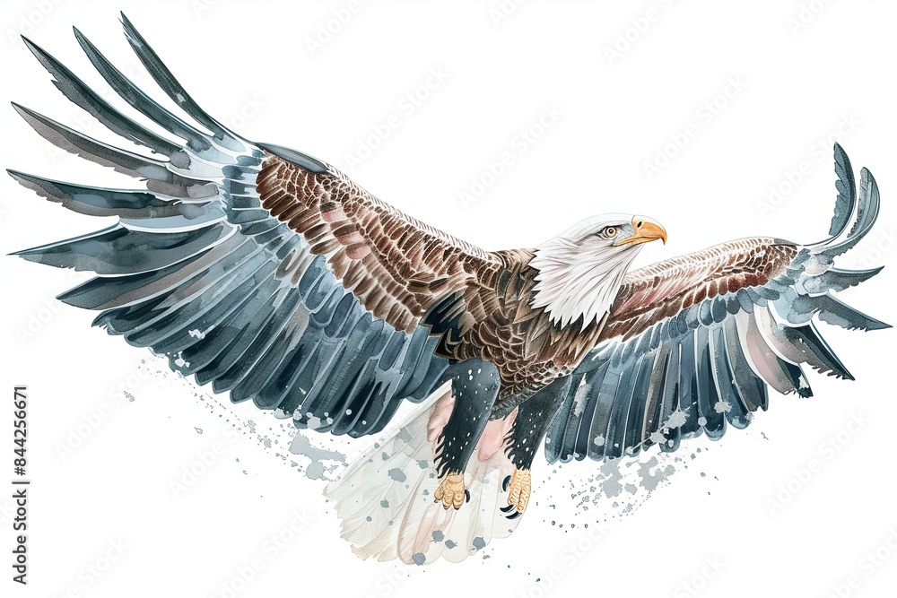 Fototapeta premium Beautifully detailed eagle illustration hand-drawn with pastel colors. Animal art concept