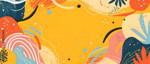 Vibrant Minimalist Cartoon Banner with Free Flowing Shapes and Cheerful Vibe