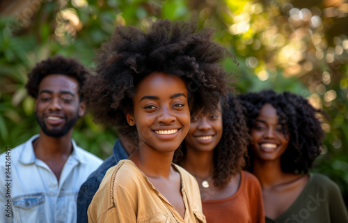 Group of happy black male an female young adults