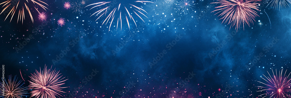Obraz premium Beautiful fireworks background painting.