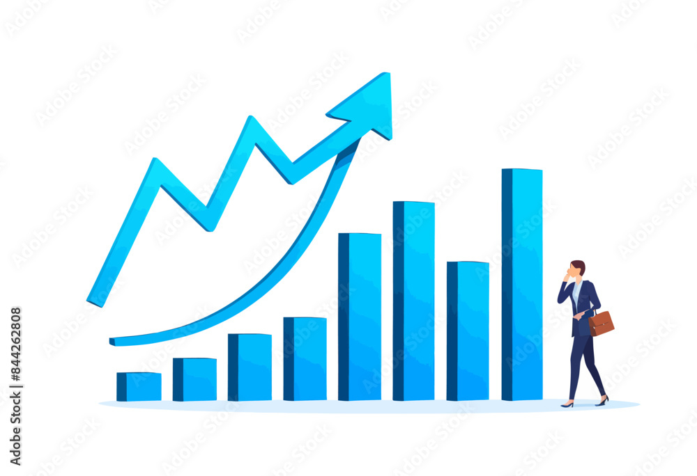 a man in a business suit standing in front of a growing graph a man in a business suit standing in front of a growing graph